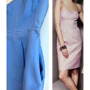 J.Crew NWOT Strapless Cotton Cady Erica Dress with Pockets Blue 2P Mini